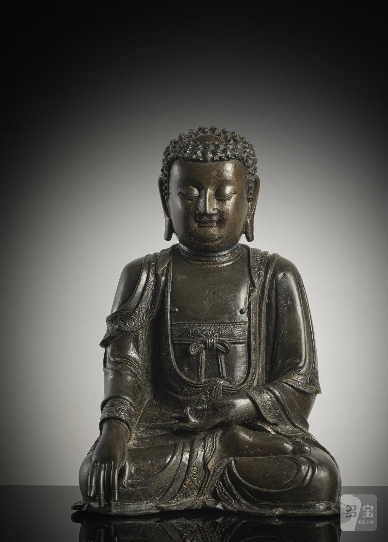 A BRONZE FIGURE OF BUDDHA SHAKYAMUNI